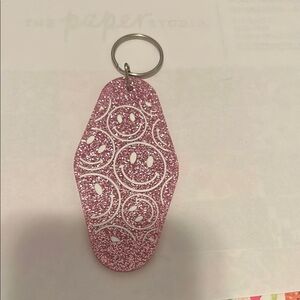 Smiley faces Pink Glitter Smiley Keychain